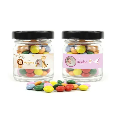 Mini Chocolates en Botecito de Cristal para Bautizo negra frontal Mini Chocolates en Botecito de Cristal para Bautizo negra frontal