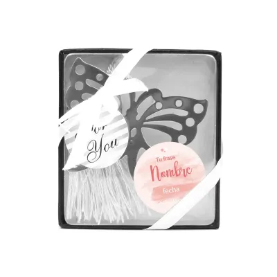 Marcapáginas Mariposa con Tarjeta Personalizada para Comunión frontal