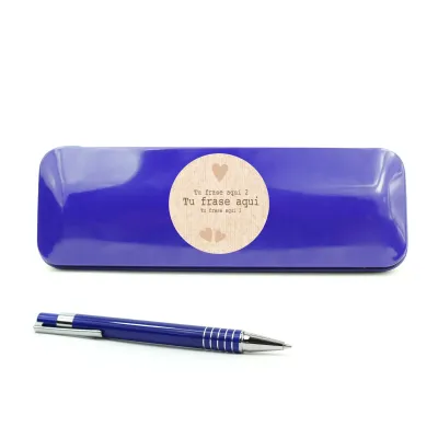 Set de Escritura en Latita Personalizada para Regalo a Alumnos azul frontal