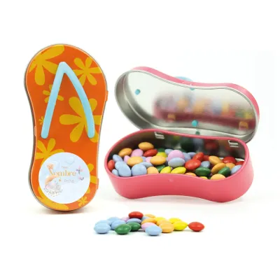 Mini Chancla Metálica con Chocolates para Detalle de Baby Shower