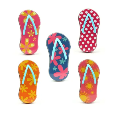 Mini chancleta Metálica con Violetas para Detalle de Bautizo todas