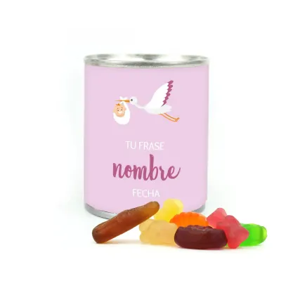 Mix Gominolas en Latita Abre Fácil Personalizada para Detalles de Baby Shower frontal
