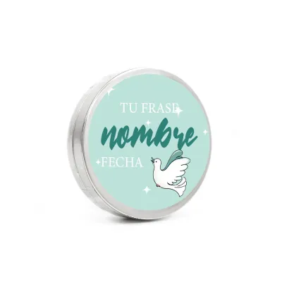 Bálsamo Labial con Espejo para Detalle de Baby Shower plateado frontal