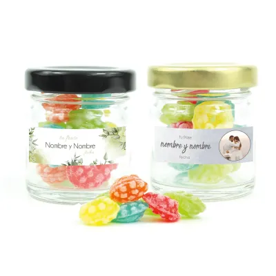 Caramelos Moritas en Botecito de Cristal para Detalles de Boda