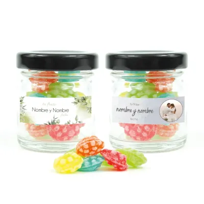 Caramelos Moritas en Botecito de Cristal para Detalles de Boda negro