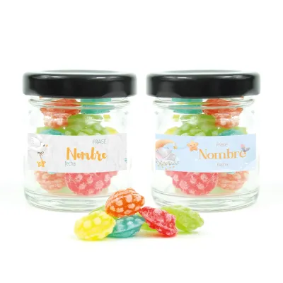 Caramelos Moritas en Botecito de Cristal para Detalles de Baby Shower negro