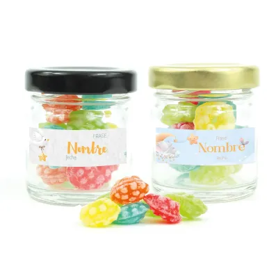 Caramelos Moritas en Botecito de Cristal para Detalles de Baby Shower