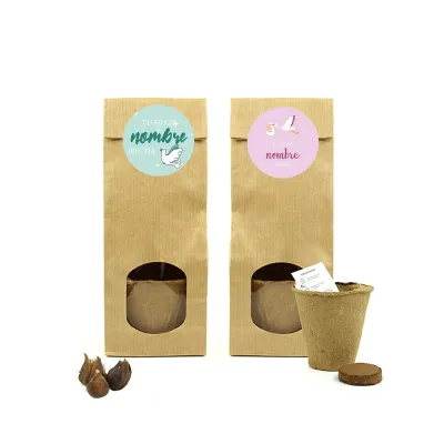 Set de Cultivo en Bolsita Kraft Personalizada para Bautizo frontal trébol