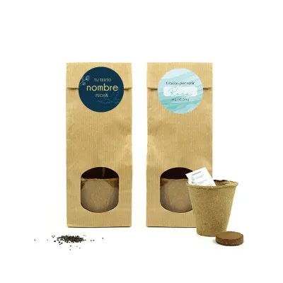 Set de Cultivo en Bolsita Kraft Personalizada para Detalles de Comunión frontal
