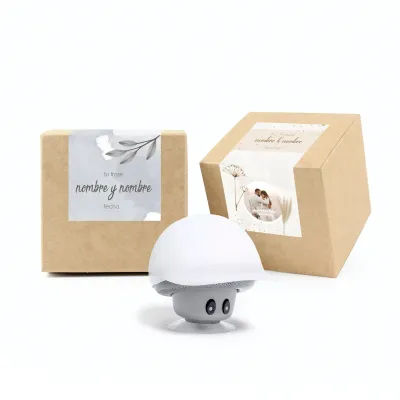 Altavoz Seta con Soporte para Móvil en Cajita Personalizada para Boda