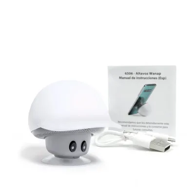 Altavoz Seta con Soporte para Móvil en Cajita Personalizada para Bautizo contenido