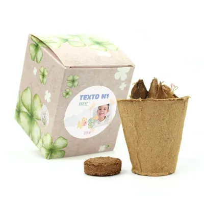 Kit de Cultivo Tréboles en Cajita Decorada y Personalizada para Cumpleaños