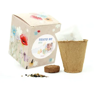 Kit de Cultivo Mix de Flores en Cajita Decorada y Personalizada para Cumpleaños