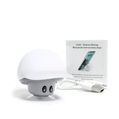 Altavoz Seta con Soporte para Móvil en Cajita Personalizada para Cumpleaños contenido