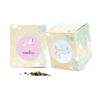 Kit de Cultivo No Me Olvides en Cajita Decorada y Personalizada para Bautizo frontal