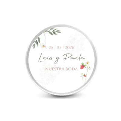 Fresas de Gominola en Lata Personalizada para Detalle de Boda frontal