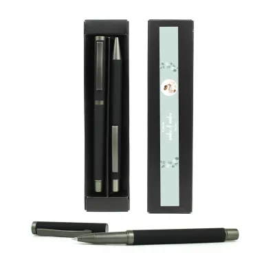 Bolígrafo y Roller en Caja Personalizada para Detalle de Boda