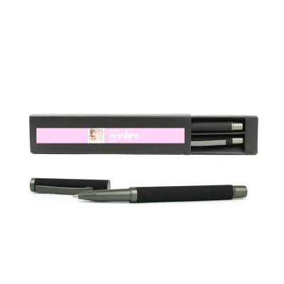 Bolígrafo y Roller en Caja Personalizada para Detalle de Bautizo tumbado