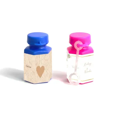24 Mini Burbujeros en Botecito Personalizado para Detalles de Boda