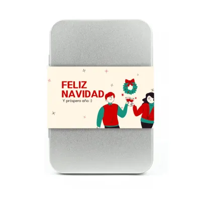 Arbolito Mágico en Cajita Metálica Personalizada para Detalle de Navidad frontal