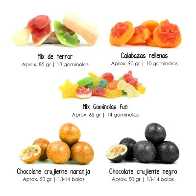 Gominolas de Halloween en Bolsita Kraft Personalizada rellenos