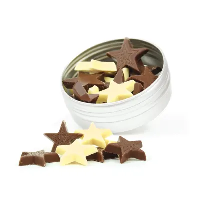 Estrellas de Chocolate en Latita Personalizada para Baby Shower interior