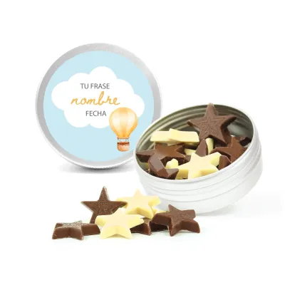 Estrellas de Chocolate en Latita Personalizada para Baby Shower