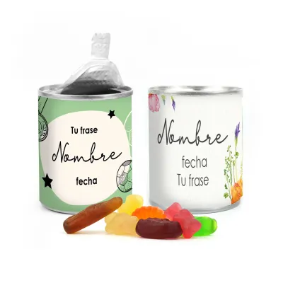 Mix Gominolas en Latita Abre Fácil Personalizada para Detalles de Comunión