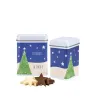 Latita cuadrada personalizada con estrellas de chocolate para Navidad