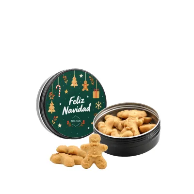 Gominolas Sr. Jengibre en latita redonda de aluminio personalizada para Navidad