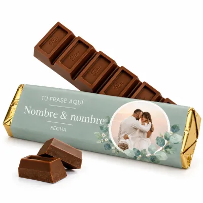 Chocolatina con envoltorio personalizado para boda